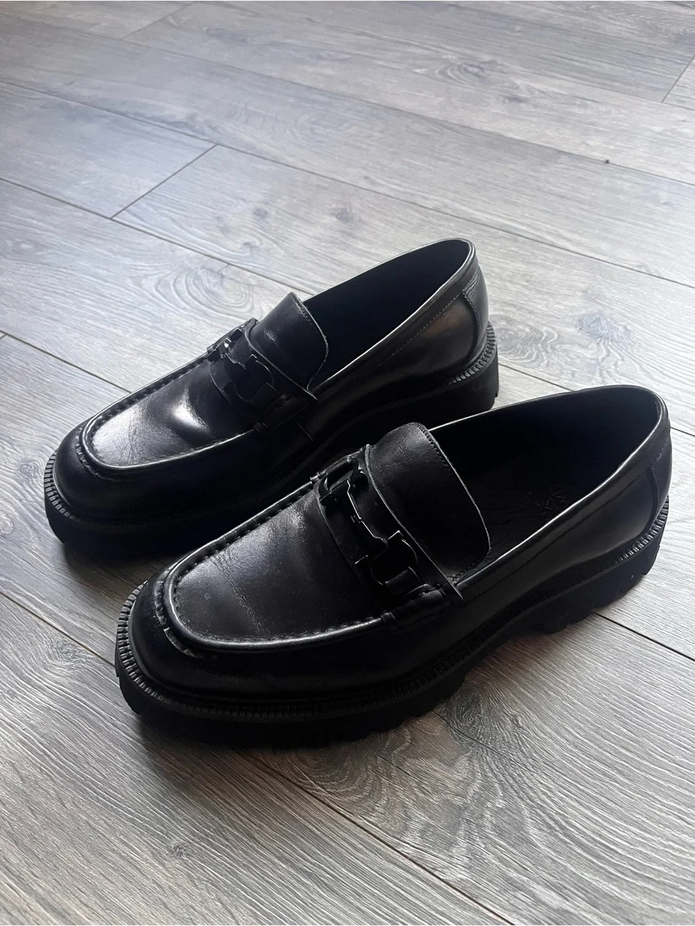 Men's Black Leather Slip-On Bit Loafers